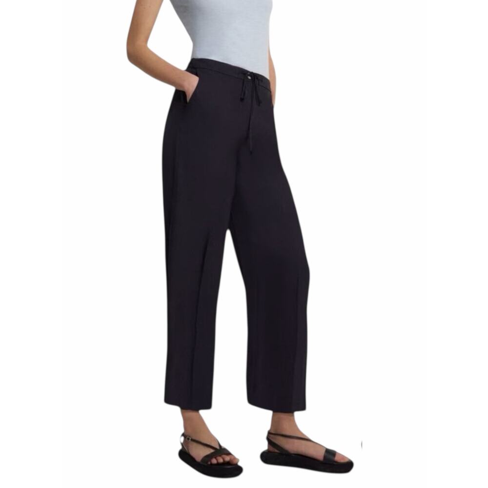 Theory Wide Leg Cropped Pants Washed Twill Navy Blue Size 00 - Picture 2 of 11